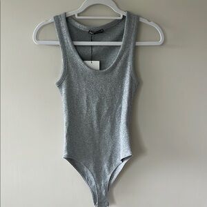 Zara Gray/Silver Sleeveless Bodysuit, Size M